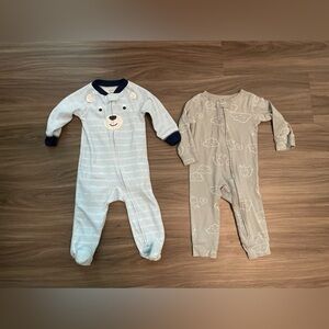 Carter's Blue and Gray Bear & Cloud Footies size 9M